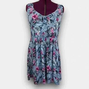 IB DIFFUSION‎ ladies midi dress floral dress size 1X blue/white/black/pink